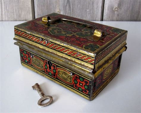 old metal cash box|metal cash box with key.